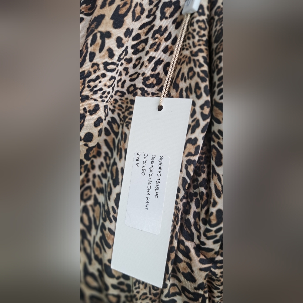 NWT Ronny Kobo Women's Micah Pants Leopard Medium Wide Leg Medium 29"W - Picture 11 of 13